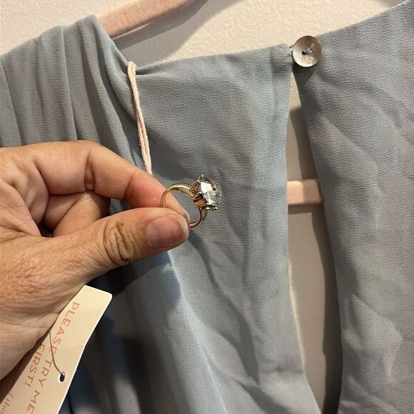 NWT Show Me Your MuMu Emily Empire Maxi Dress Silver Sage XXS Baby Blue Shower - Picture 4 of 13